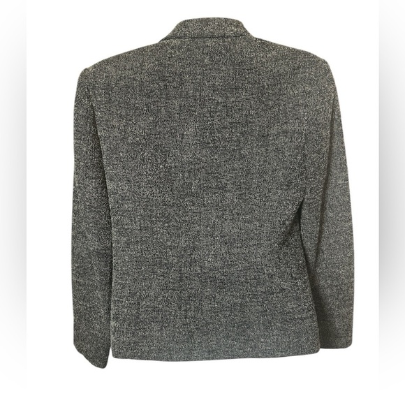 Vintage Talbots Italian Woven Blazer Women’s Sz 2P Wool Blend Black Gray - Picture 2 of 11